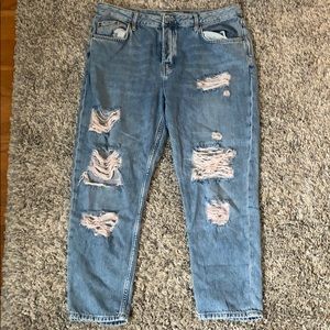 Blue Topshop Ripped Jeans